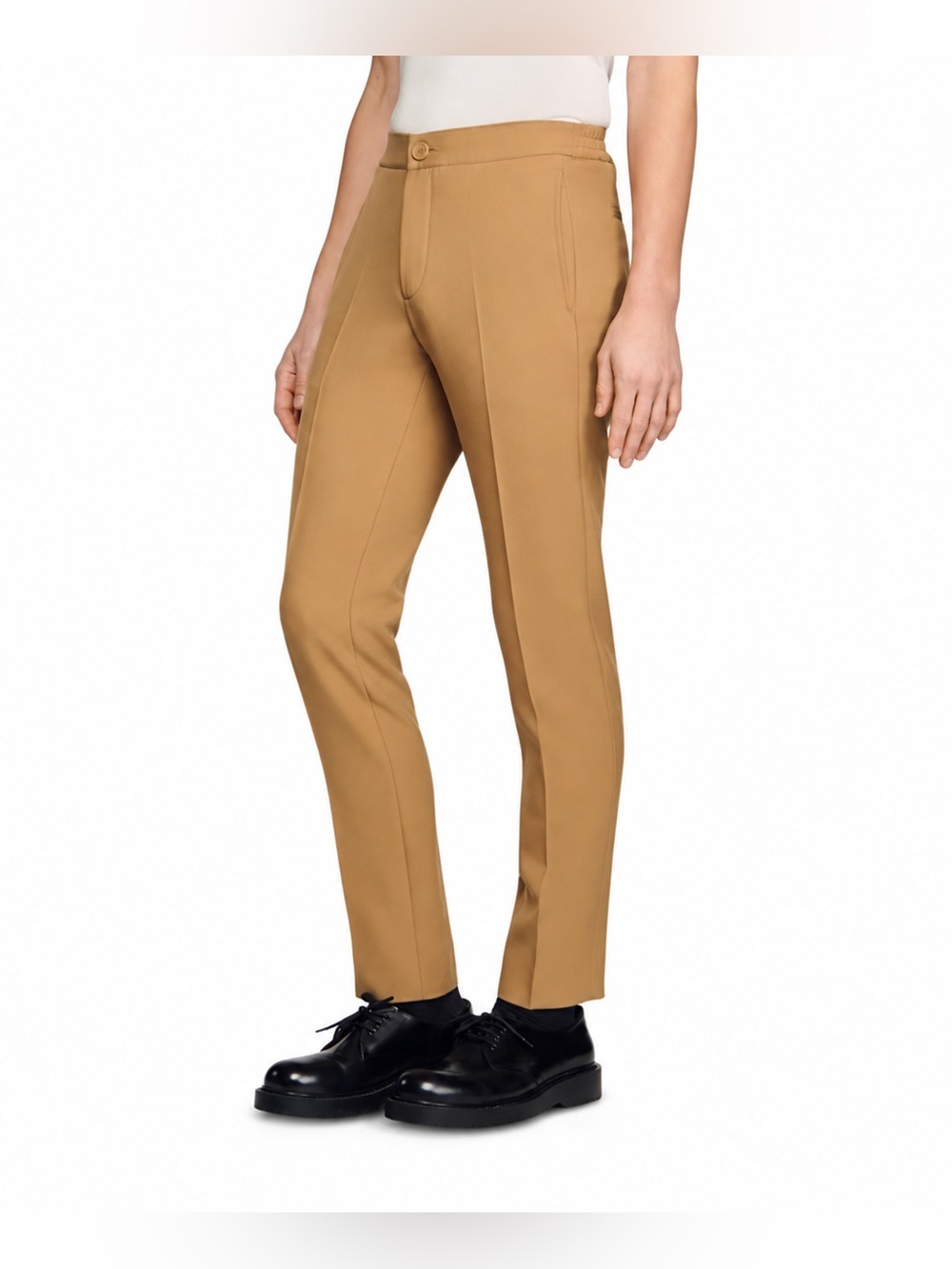 Sandro Paris Men’s Size 38 Small Beige Jersey Tailored Trousers NWT